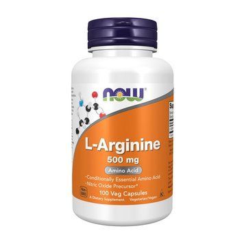 Аргінін NOW L-Arginine 500 mg (100 капсул) NOW L-Arginine 500 mg (100 caps) 000000124 фото