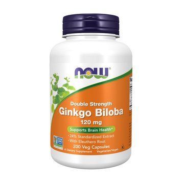 Экстракт гинкго билоба NOW Ginkgo Biloba 120 мг, двойная концентрация, 200 вегетарианских капсул NOW Ginkgo Biloba 120 mg Длинный Strength (200 veg caps) 000008823 фото