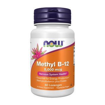 Вітамін B-12 NOW Methyl B-12 5000 mcg, 60 льодяників NOW Methyl B-12 5000 mcg (60 Lozenges) 000018352 фото