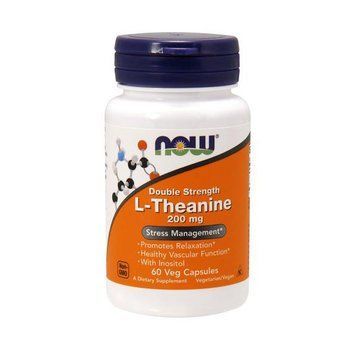 Амінокислота NOW Foods L-Theanine 200 mg Double Strength (Л-Теанін + Інозитол), 60 вегетаріанських капсул NOW L-Theanine 200 mg Double Strenght (60 veg caps) 000007725 фото
