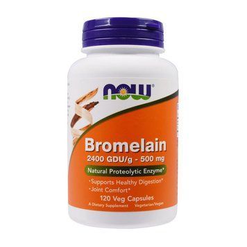 Бромелаїн NOW Bromelain 500 мг (2400 GDU/г), 120 вегетаріанських капсул NOW Bromelain 500 mg (120 veg caps) 000014866 фото