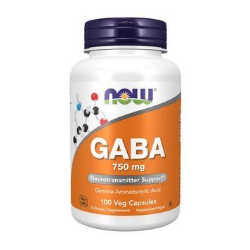Гамма-аминомасляная кислота NOW GABA 750 мг, 100 вегетарианских капсул NOW GABA 750 mg (100 cap) 000008719 фото