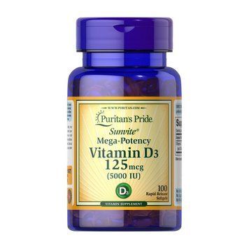 Puritan's Pride Vitamin D3 125 mcg (100 softgels) 000012154 фото