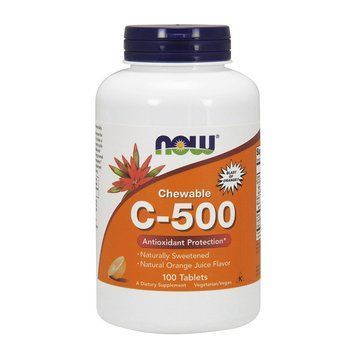 Вітамін C жувальний NOW C-500, смак апельсина, 100 таблеток NOW C-500 chewable (100 tab, cherry-berry) 000018265 фото