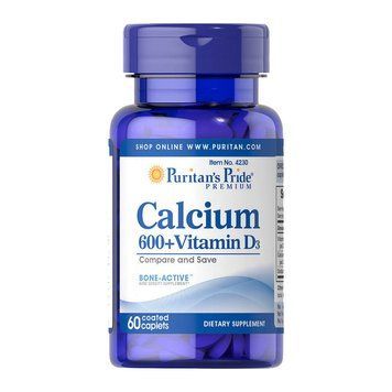 Puritan's Pride Calcium 600+ Vitamin D3 (60 caplets) 000011697 фото