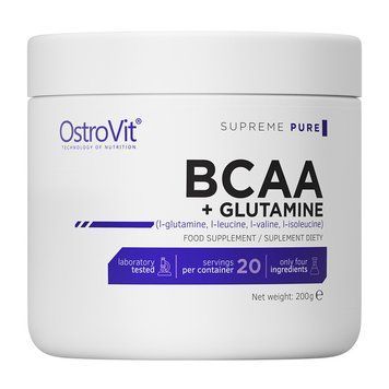 Амінокислоти OstroVit 100% BCAA+Glutamine 200 г (Pure) OstroVit 100% BCAA+Glutamine (200 g, pure) 000010770 фото