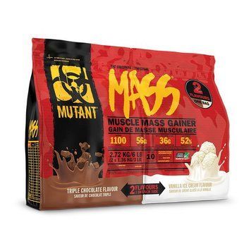 Гейнер Mutant Mass 2.72 кг (Два смаки в одній упаковці: Потрійний шоколад / Ванільне морозиво) Mutant Mass 2 Flavours 1 bag (2,72, трипл chocolate & vanilla ice cream) 000024454 фото