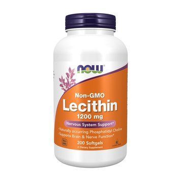 Лецитин із соєвих бобів NOW Lecithin 1200 мг, 200 м'яких капсул NOW Lecithin 1200 mg (200 softgels) 000016848 фото