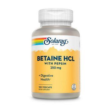 Бетаїну гідрохлорид із пепсином Solaray Betaine HCL with Pepsin 250 мг, 180 вегетаріанських капсул 000022338 фото