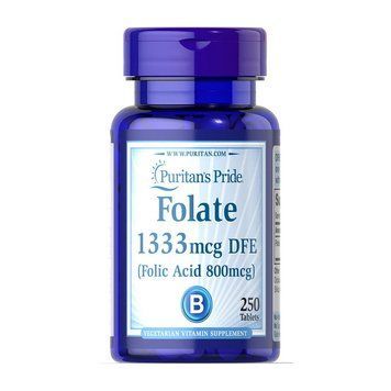 Puritan's Pride Folate 1333 mcg DFE (Folic Acid 800 mcg) (250 tab) 000011866 фото