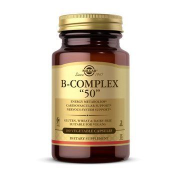 Комплекс вітамінів групи B Solgar B-Complex "50", 100 вегетаріанських капсул Solgar B-Complex 50 (100 veg caps) 000017271 фото