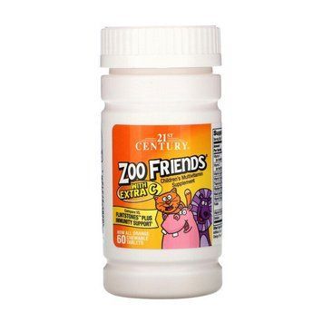 Детские мультивитамины 21st Century Zoo Friends with Extra C, 60 жевательных таблеток 000020857 фото
