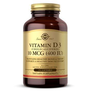 Solgar Vitamin D3 400 IU (250 softgels) 000019772 фото
