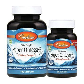 Омега-3 Carlson Labs Super Omega-3 1200 мг Puritan's Pride Omega-3 Fish Oil 950 мг 1 за день (90 softgels) 000016902 фото