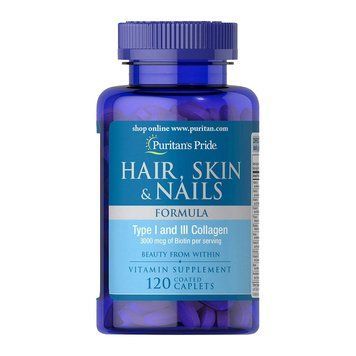 Puritan's Pride Hair, Skin & Nails (120 caplets) 000012362 фото