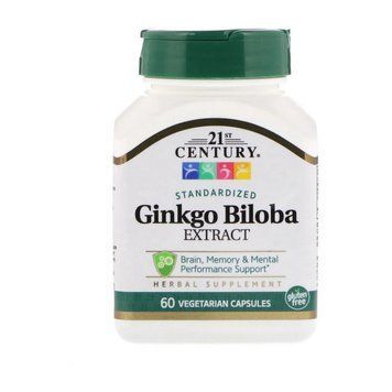 Рослинний екстракт гінкго білоба 21st Century Ginkgo Biloba Extract 60 mg, 60 капсул 000017291 фото