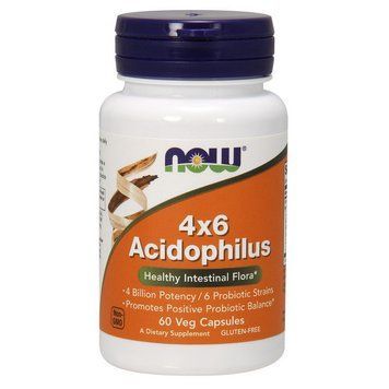 Пробіотик NOW 4x6 Acidophilus, 4 мільярди КУО, 60 вегетаріанських капсул NOW 4x6 Acidophilus (60 veg caps) 000010250 фото